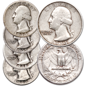 1932-1937 First 5 Years of Washington Silver Quarters Main Image