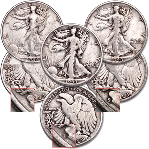 1944 PDS Liberty Walking Half Dollar Set Main Image