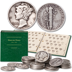 1934-1945 Mercury Dime Short Set with Album Main Image