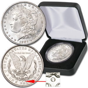 1901-O Morgan Silver Dollar in Display Case Main Image