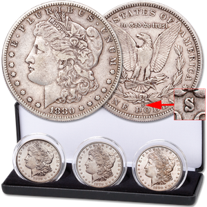 1878-1880 "S" Mint Morgan Silver Dollar Set with Case Main Image