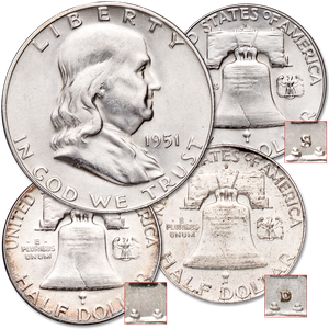 1951 PDS Franklin Half Dollar Set Main Image