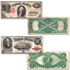 1917 $1 & $2 Legal Tender Note Set Main Image