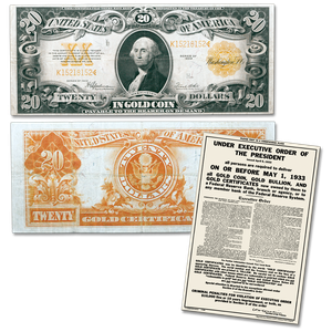 1922 $20 Gold Certificate & Recall Notice Main Image