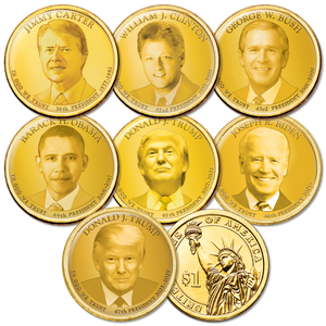 Golden Hue Colorized "Modern Presidents" Dollar Set Main Image