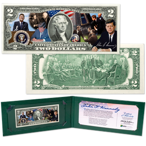 Colorized John F. Kennedy $2 Federal Reserve Note - Achievements Main Image