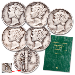 1935-1939 "D" Mint Mercury Dime Set Main Image