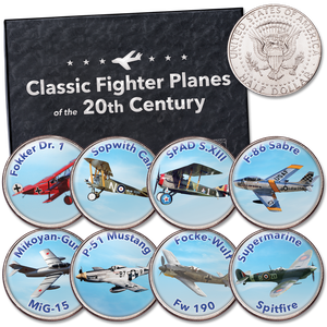 Colorized Classic Fighter Planes Kennedy Half Dollar Set Main Image
