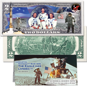 Colorized $2 Federal Reserve Note - Apollo 11 Main Image