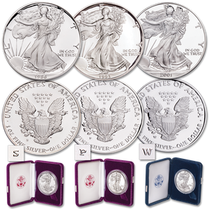First-Year All-Mint Silver American Eagle Proofs Set Main Image