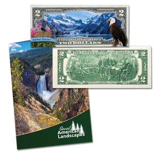 Colorized $2 Federal Reserve Note Great American Landscapes - Alaskan Glaciers Main Image