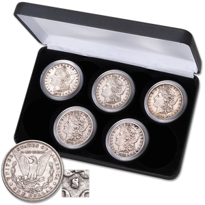 1878-1882 First-Five-Years "S" Mint Morgan Dollar Set with Display Case Main Image