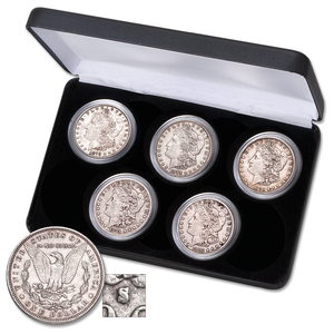 1878-1882 First-Five-Years "S" Mint Morgan Dollar Set with Display Case Main Image