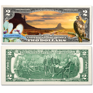 Colorized $2 Federal Reserve Note Great American Landscapes - Monument Valley Main Image