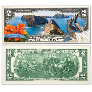 Colorized $2 Federal Reserve Note Great American Landscapes - Channel Islands Main Image