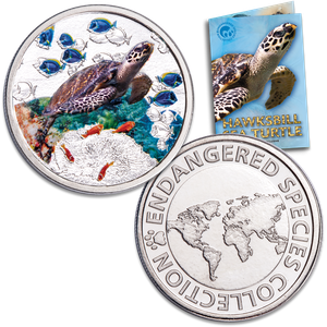 Endangered Species Silver-Plated Round with Folder - Hawksbill Turtle Main Image