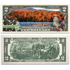 Colorized $2 Federal Reserve Note Great American Landscapes - Vermont Foliage Main Image