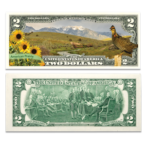 Colorized $2 Federal Reserve Note Great American Landscapes - American Prairie Main Image