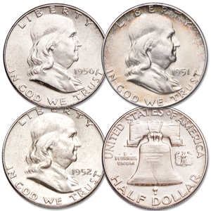 1950-1952 Franklin Silver Half Dollar Set Main Image