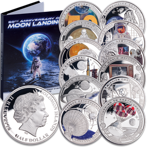2019 Complete Solomon Island Silver Plated Half Dollar Moon