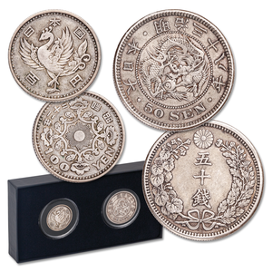 1901-1958 Japan Silver Dragon & Phoenix Coins with Box Main Image