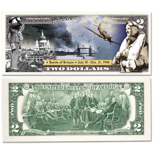 Colorized Victories of World War II $2 Federal Reserve Note - Battle of Britain Main Image