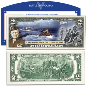 Colorized Allied Victories of WWII $2 Federal Reserve Note - Battle of Iwo Jima Main Image