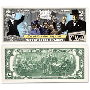 Colorized Allied Victories of WWII $2 Federal Reserve Note - Victory in Europe Day Main Image