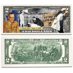Colorized Allied Victories of WWII $2 Federal Reserve Note - Victory over Japan Day Main Image