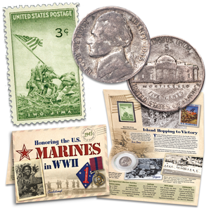 1945 Jefferson Wartime Nickel Coin & Stamp Set Main Image
