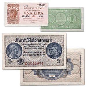 1940-1945 Germany and Italy WWII Bank Note Set Main Image