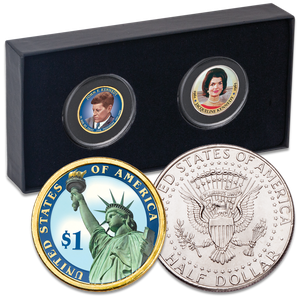 John F. & Jacqueline Kennedy Colorized Coin Set Main Image