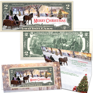 Colorized Note Merry Christmas Card - Sleigh Main Image