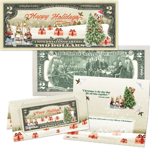 Colorized Note Merry Christmas Card - Bear Main Image
