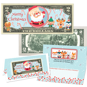 Colorized Note Merry Christmas Card - Santa & Friends Main Image