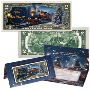 Colorized Note Happy Holidays Card - Holiday Train Main Image