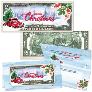 Colorized Note Merry Christmas Card - Truck Main Image