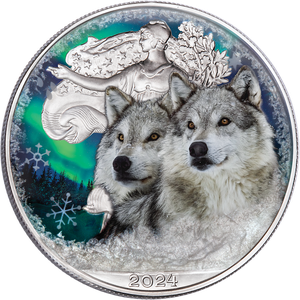 2024 Colorized Wintry Wolves American Silver Eagle Main Image