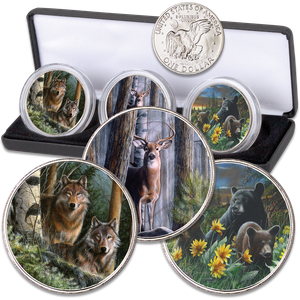 Colorized Wildlife Images Eisenhower Dollar Set Main Image