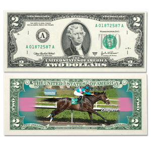 Colorized The Sport of Kings $2 Federal Reserve Note - Zenyatta Main Image