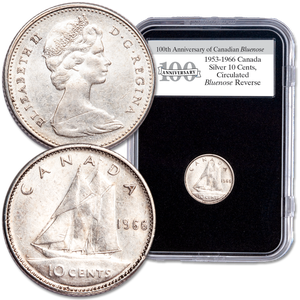 1953-1966 Canada Silver 10¢, 100th Anniversary of Bluenose Main Image