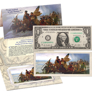 Colorized Washington Crossing the Delaware $1 Federal Reserve Note Main Image