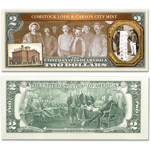 The Spirit of the American Old West Colorized $2 Notes - Comstock Lode & Carson City Mint Main Image
