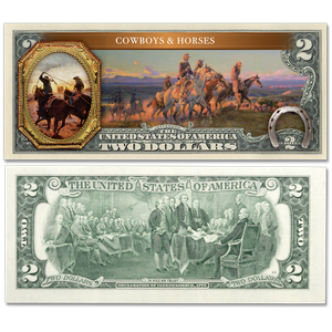 The Spirit of the American Old West Colorized $2 Notes - Cowboys and Horses Main Image