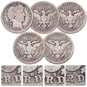 1900-1916 PDOS Barber Silver Quarter Set Main Image