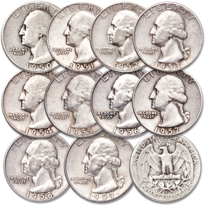 1950-1959 Washington Quarter Year Set Main Image