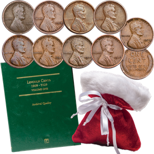 1909-1929 Lincoln Wheat Cent Set in Christmas Bag with Folder Main Image