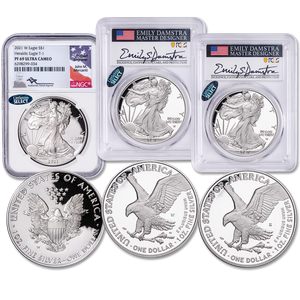 2021 Silver American Eagles with Labels Signed by Designers Main Image
