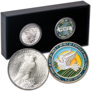 1922 Peace Silver Dollar and Peace Challenge Coin Set Main Image