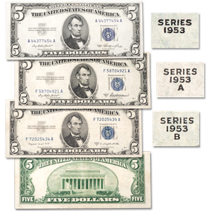 1953 Complete $5 Silver Certificate Signature Set Main Image